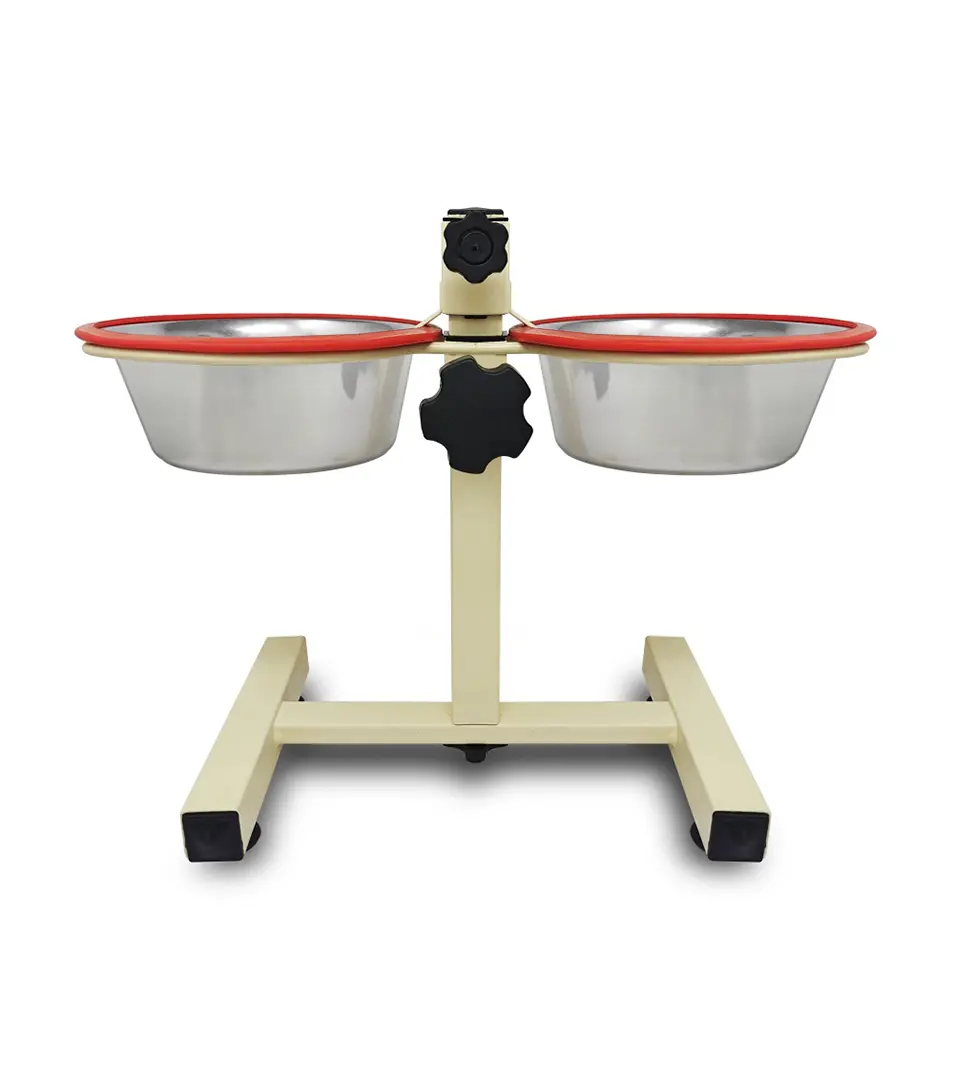 Stojan s miskami - nerez 2 x 0,78 l